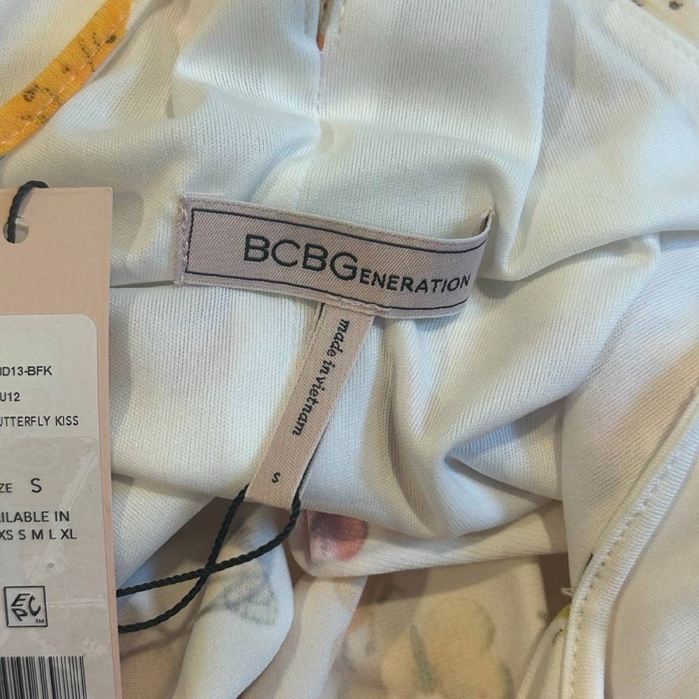 BCBG Generation Size S Midi Dress Butterfly Kiss Draped Pocket Spaghetti Strap - Picture 6 of 8